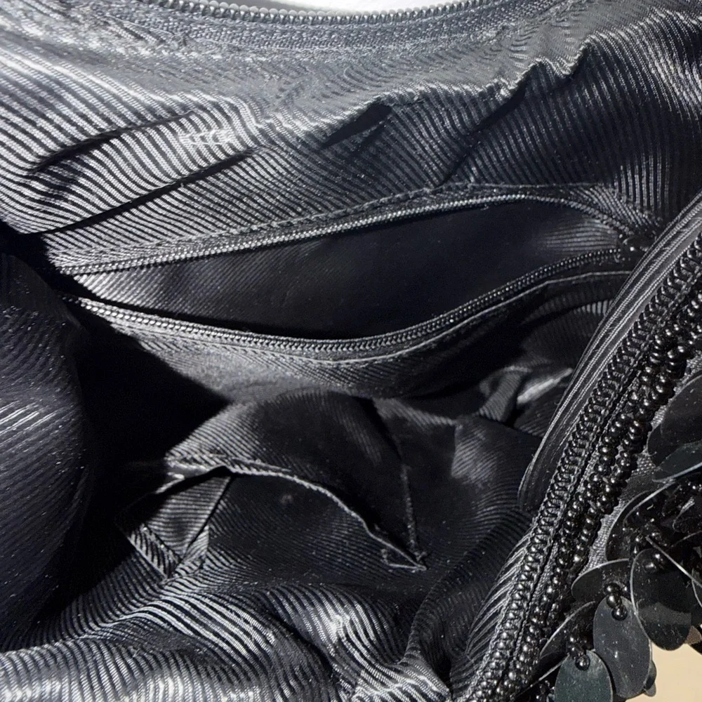 Black Sequin Shoulder Bag - Party Evening Handbag - Y2K Glam